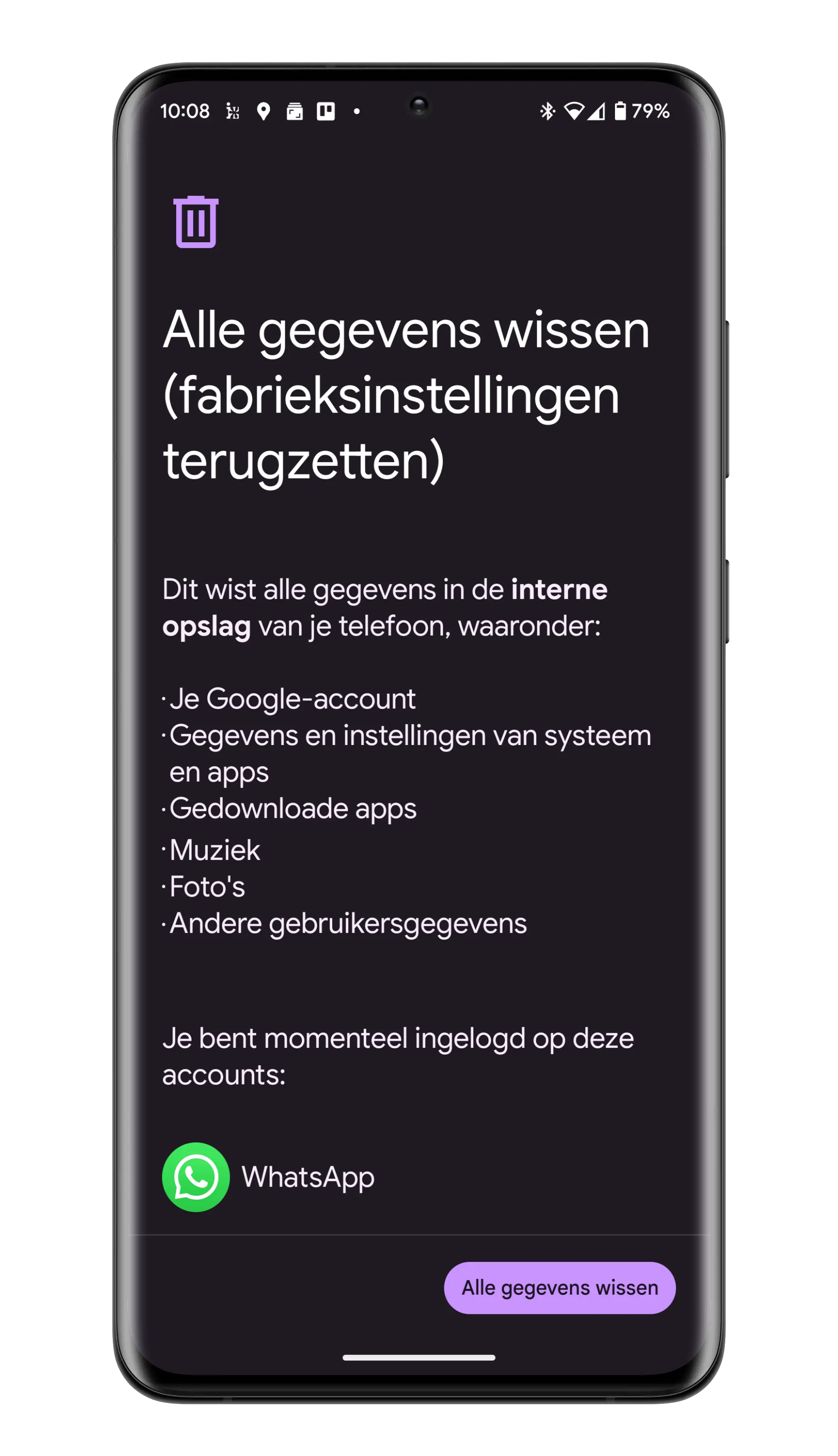 android terugzetten naar fabrieksinstellingen