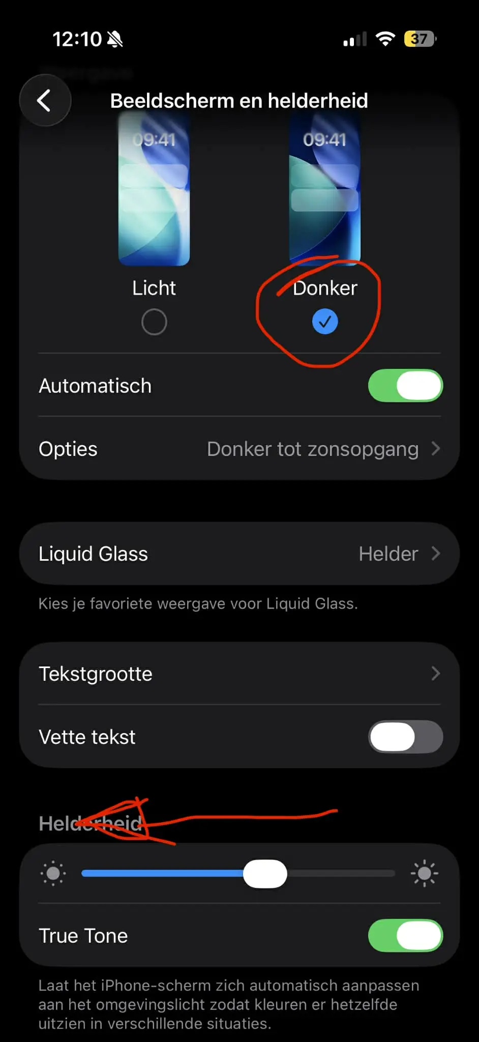 instellingen optimalisatie helderheid scherm voor batterijleven iphone