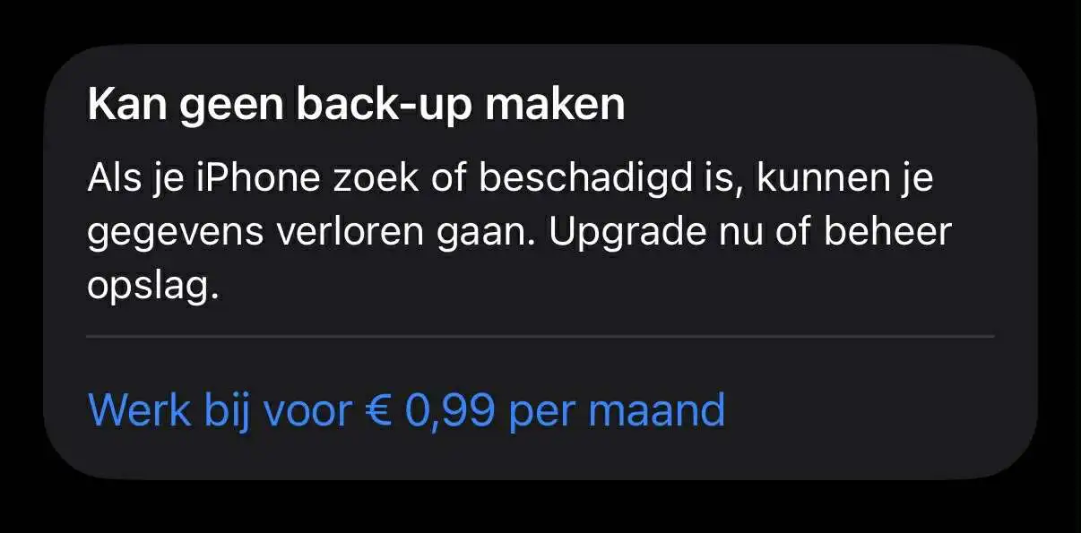 gratis icloud opslag vol