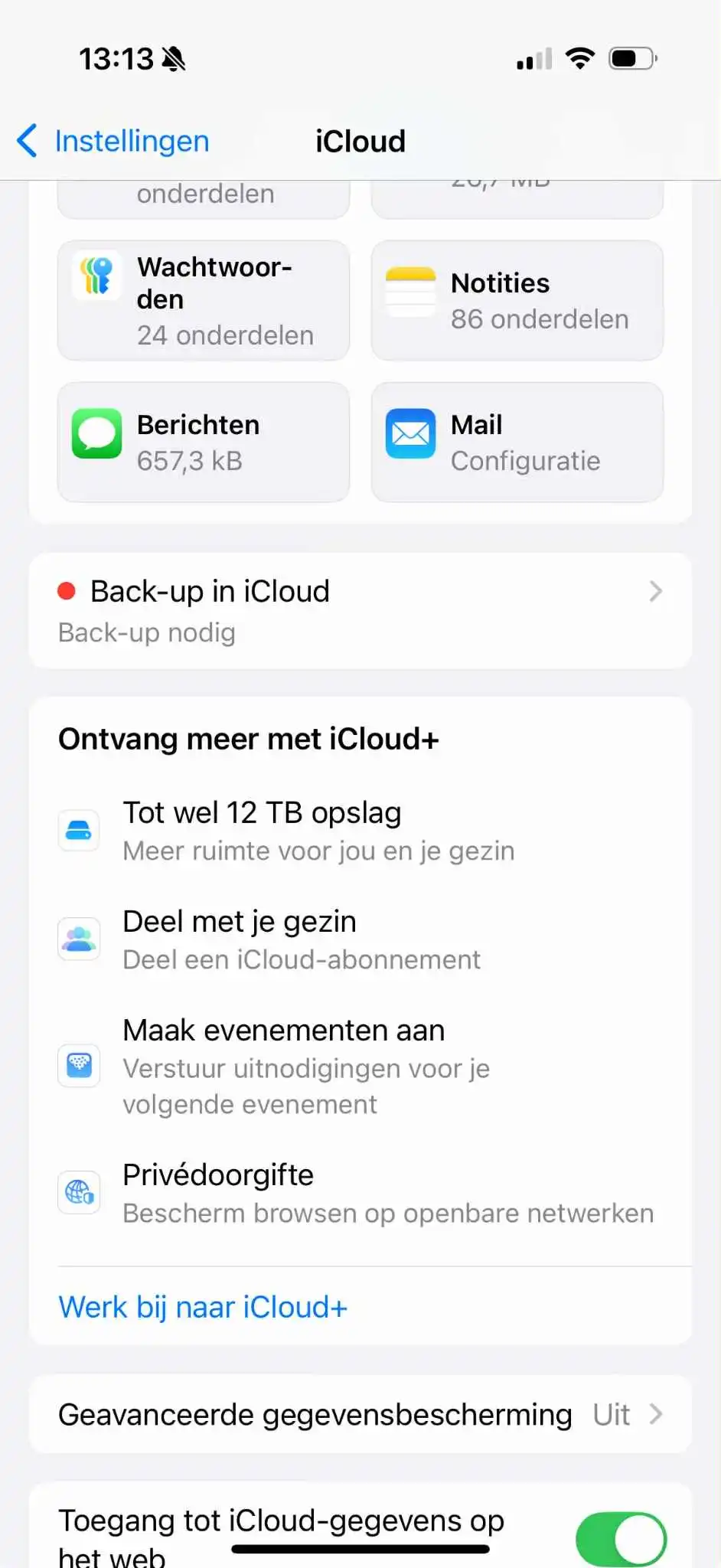 iPhone backup maken via iCloud