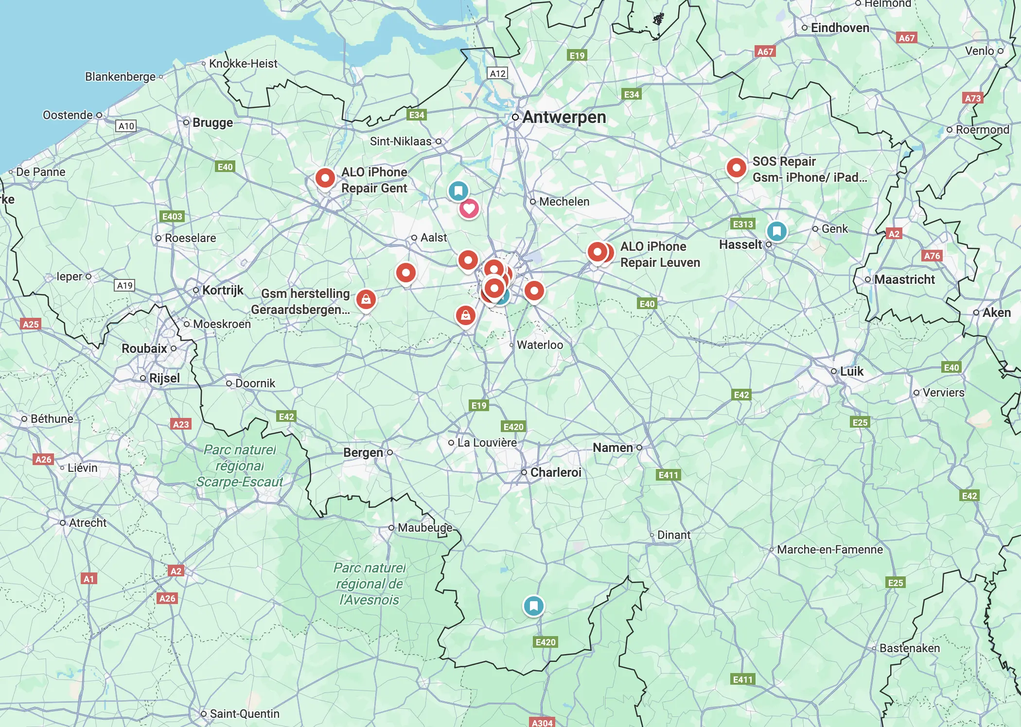 iPhone reparatie locaties in België