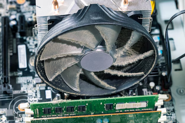 Illustratie van een geventileerde computerbehuizing